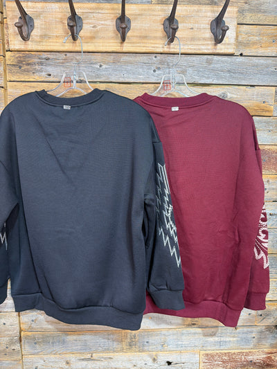 Aztec Embroidered Long Sleeve Sweatshirt