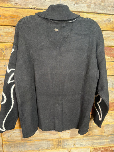Boot Stitch Black Aztec Knit Cardigan