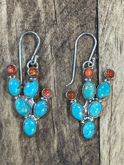 Bertie Stone Cactus Fish Hook Earrings - 1.5"