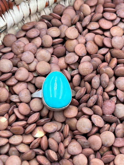 Cotton Sterling Turquoise Single Stone Rings