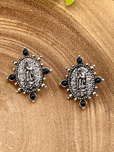 Lady of Guadalupe Stone Framed Fashion Earrings