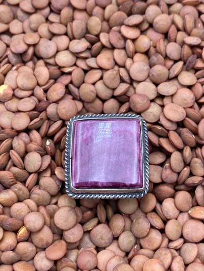 Lucilla Square Purple Stamped Band Sterling Ring - Size 7