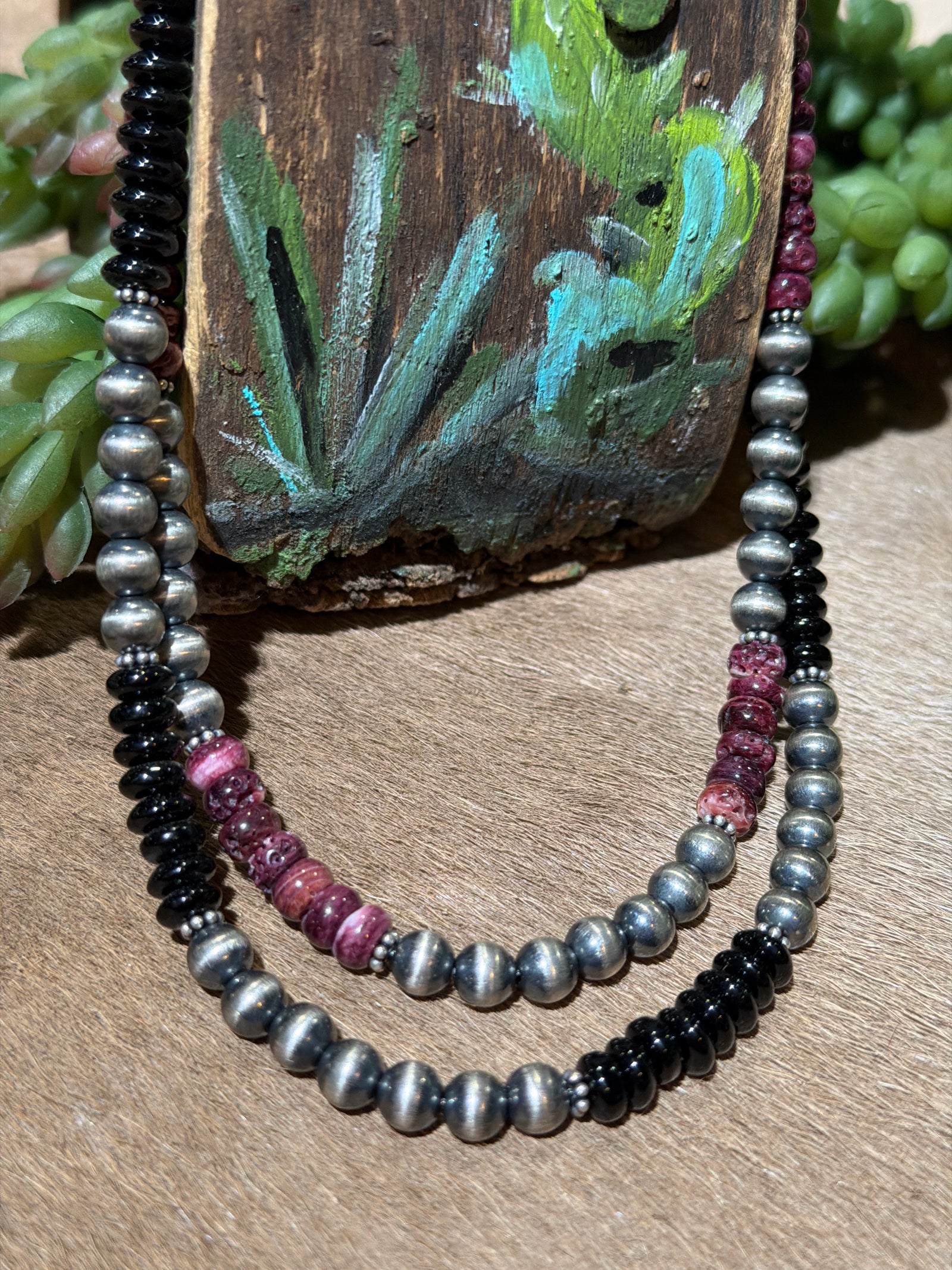 Osterson Sterling 6mm Navajo & Bead Necklace - 18"