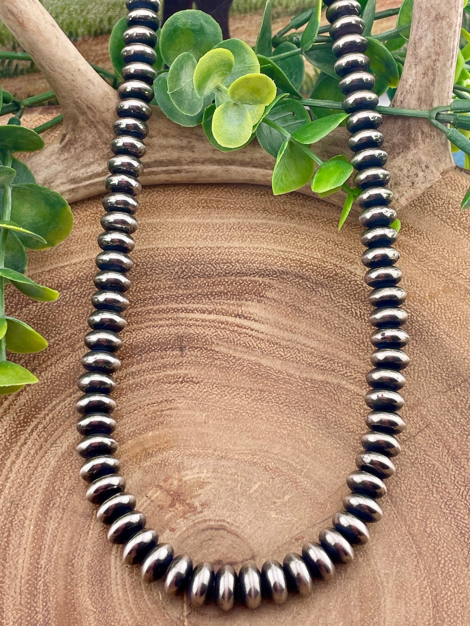 Eastern 6mm Fashion Navajo Saucer Bead Necklace - Silver