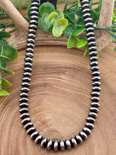 Eastern 6mm Fashion Navajo Saucer Bead Necklace - Silver