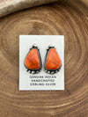 Ava Orange Spiny Sterling Silver  Earrings