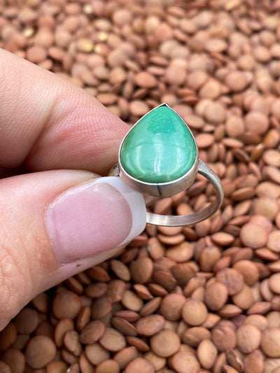 Bedford Simple Sterling Turquoise Teardrop Ring - Size 7