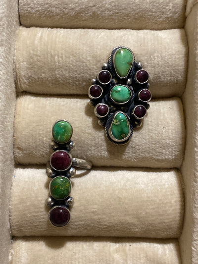 Wilmington Green & Purple Spiny Sterling Ring - Adj