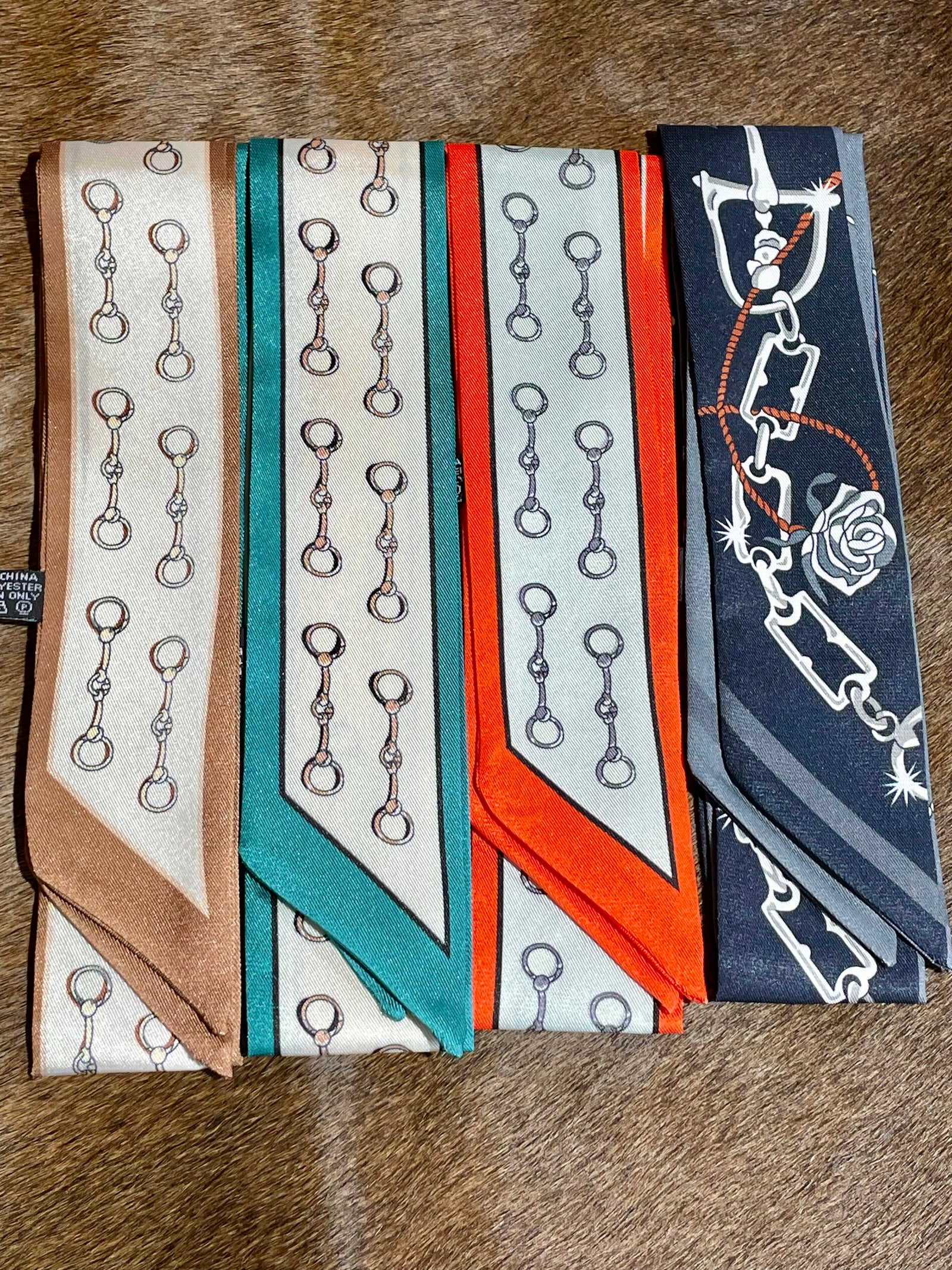 Assorted 35"x2" Equestrian Twilly Scarves