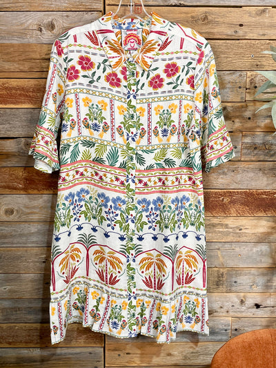 Johnny Was Ruffle Flounce Shirt Dress - Soller