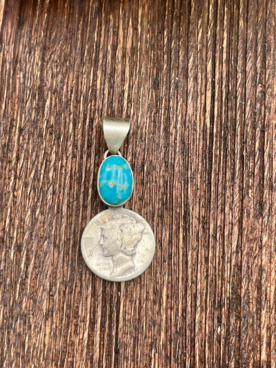Easton Turquoise Liberty Coin Pendant - Blue