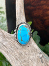 Smoky Mountains Sterling Turquoise Oval Ring - Adjustable