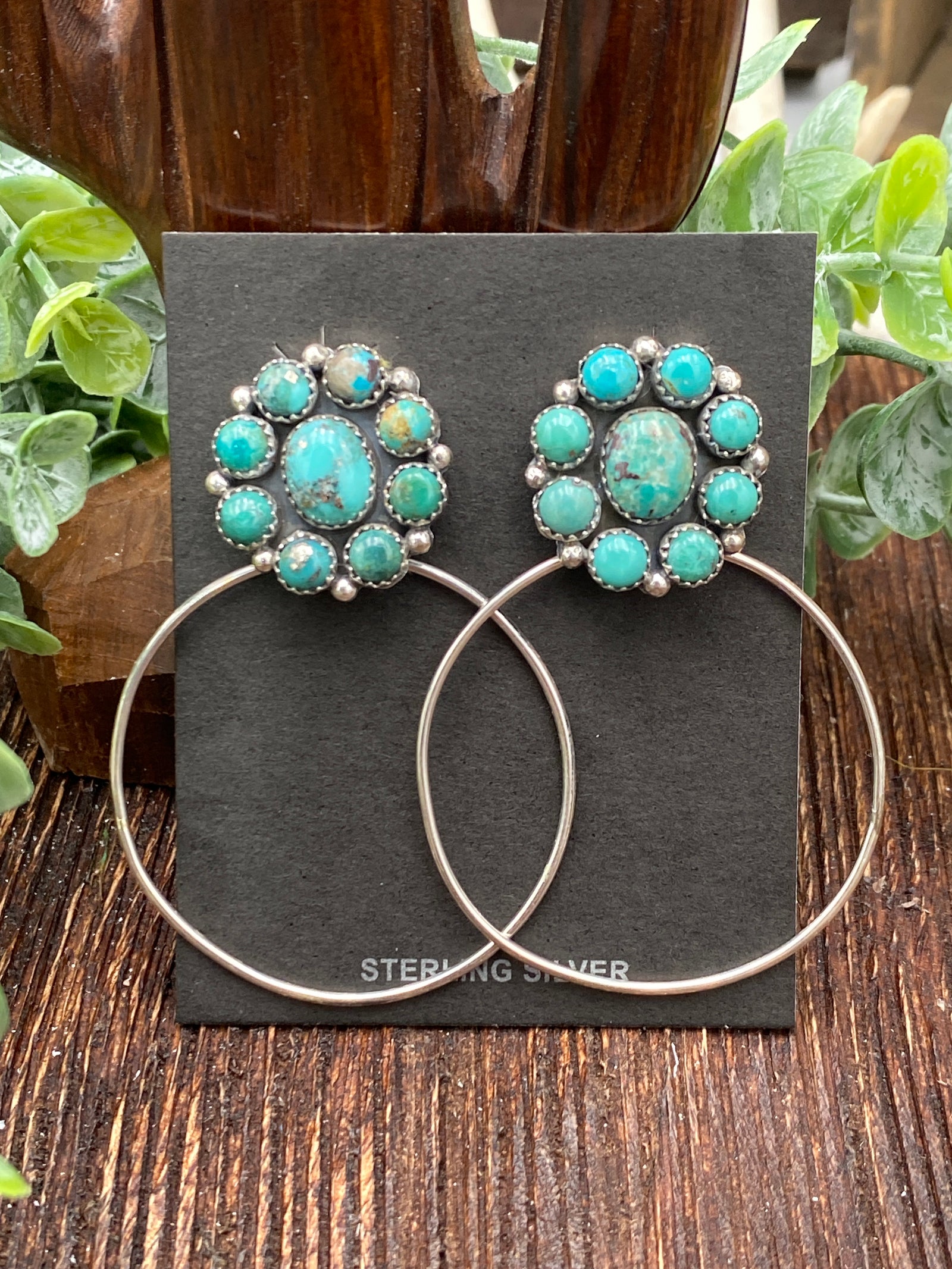 Womack Cluster Post Smooth Hoop Earrings - Turquoise