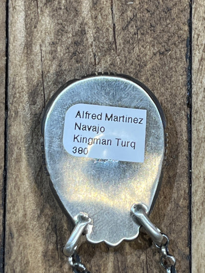 Airdrie Sterling Link Chain Notch Framed Kingman Teardrop Pendant - 16"