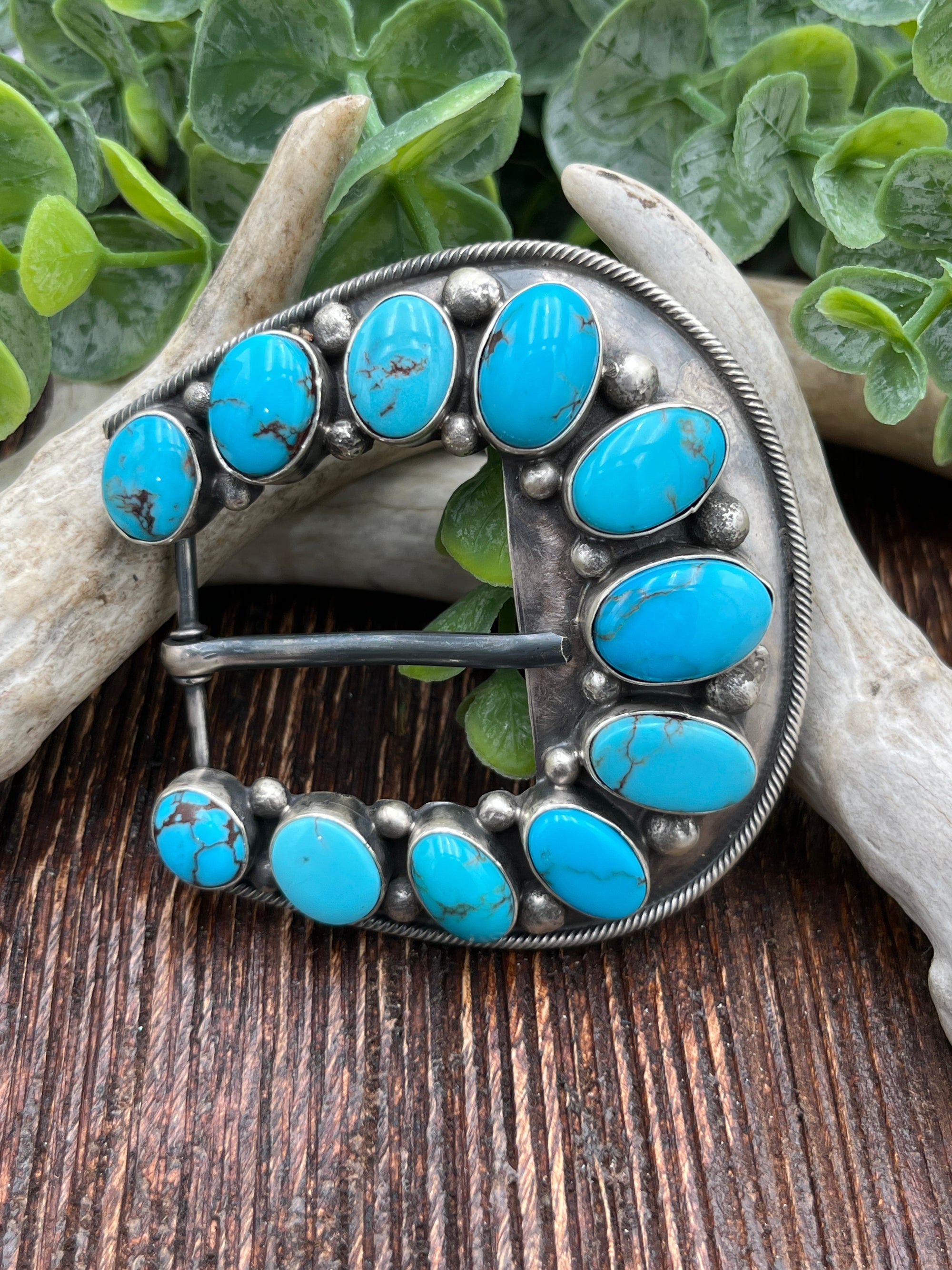 Boise 11 Stone Turquoise Belt Buckle
