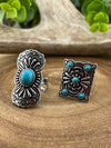 Lender Curved Stamped Fashion Cuff Ring - Turquoise