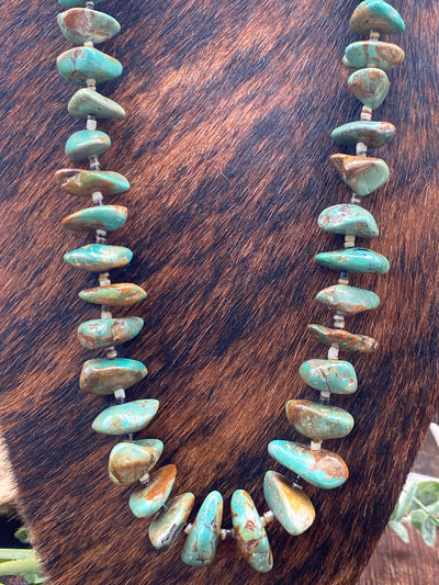Venice Tumbled Turquoise & Brown Heishi Necklace - 32"