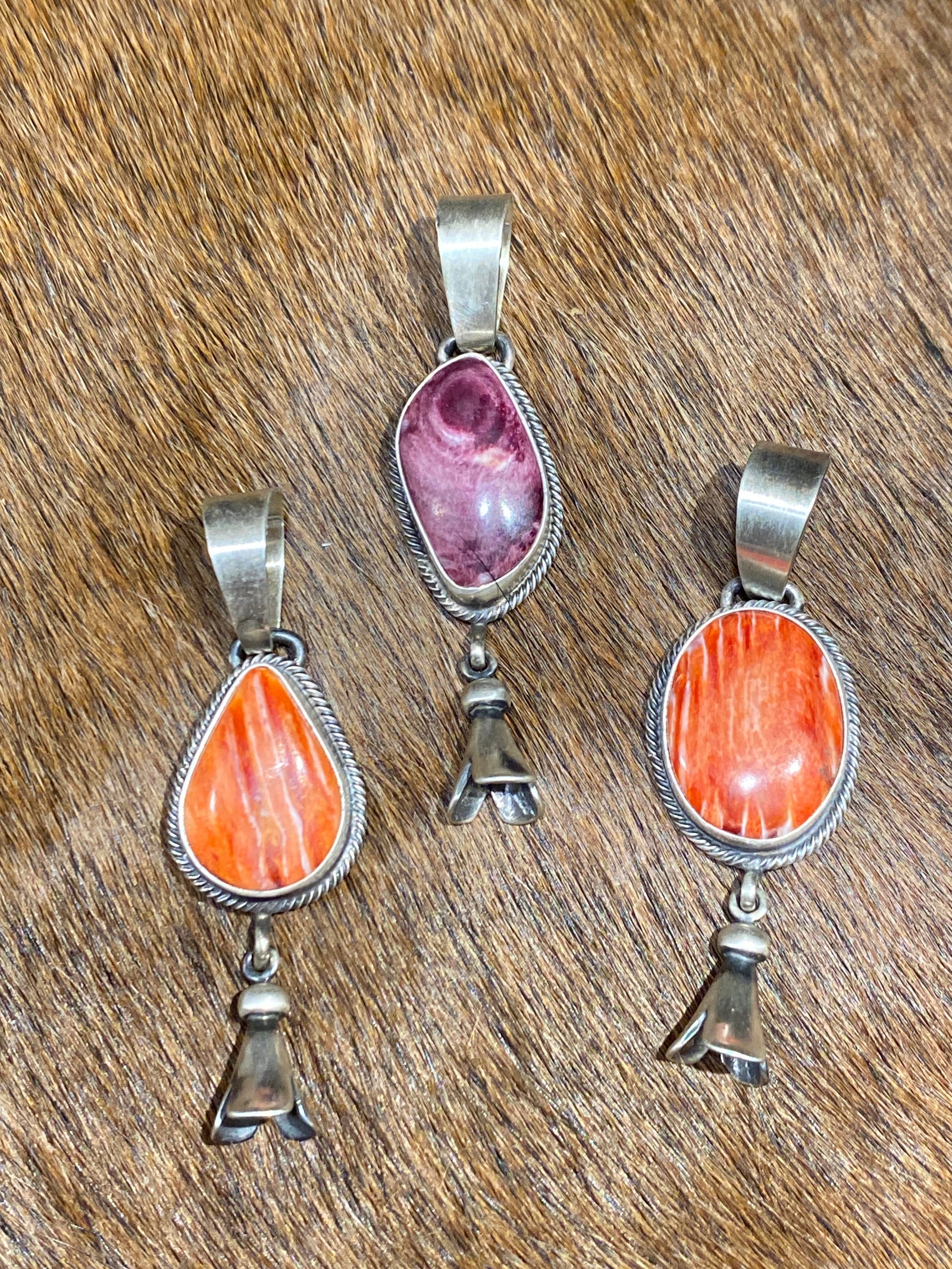 Gemma Sterling Roped Spiny Stone Flute Pendant