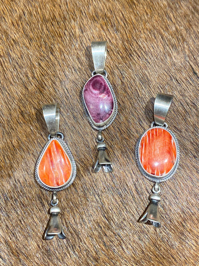 Gemma Sterling Roped Spiny Stone Flute Pendant