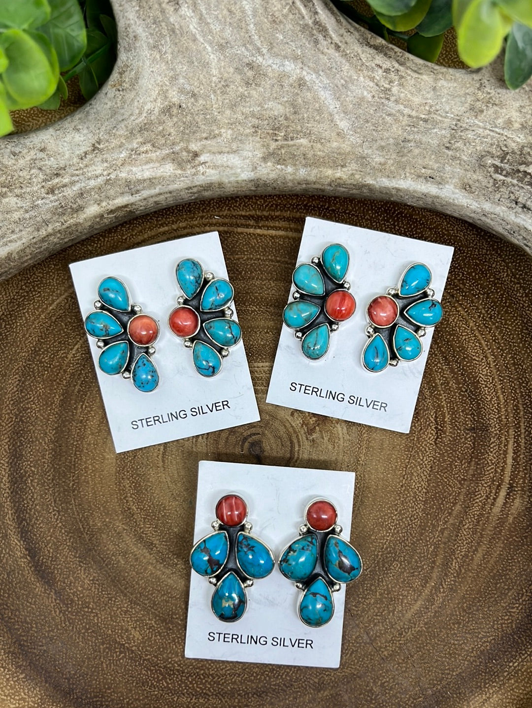 Catherine Sterling Turquoise & Spiny Post Earrings