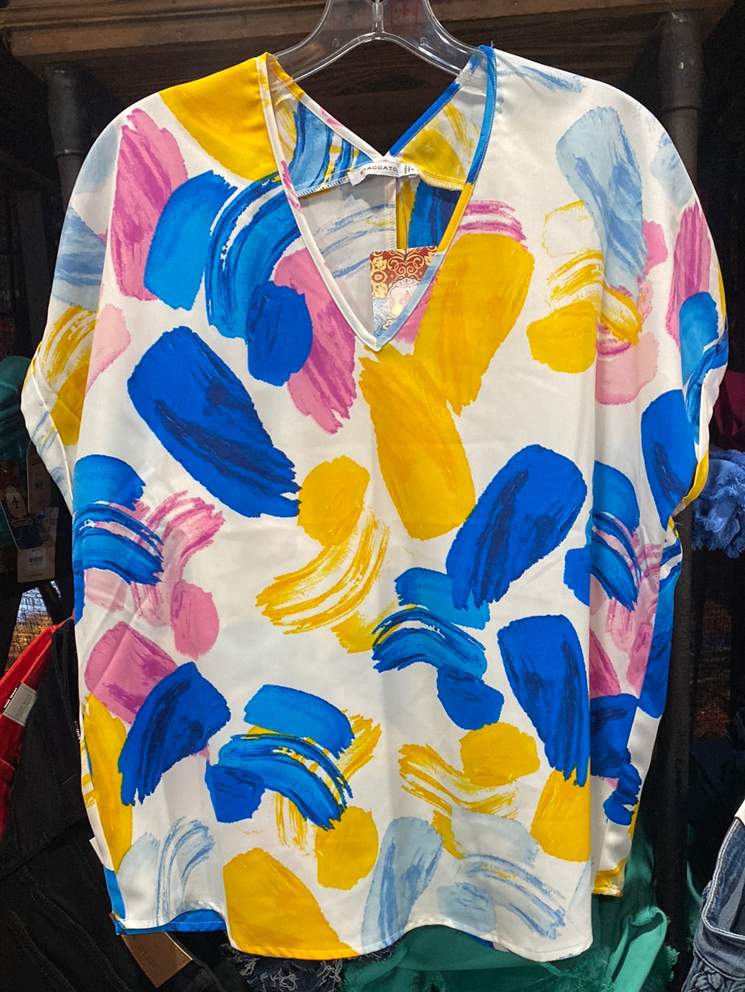 V Neck Printed Blouse