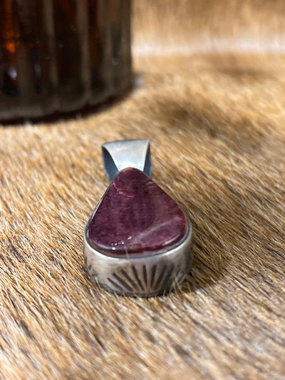 Custer Stamped Sterling Spiny Stone Pendant