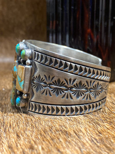 Constantino Wide 13 Stone Sonoran Boulder Turquoise Sterling Cuff