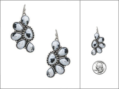 Klein Half Circle Stone Fashion Silver Earrings