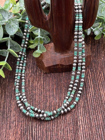 Brody Sterling 5mm Navajo & Green Turquoise Necklaces - 18"