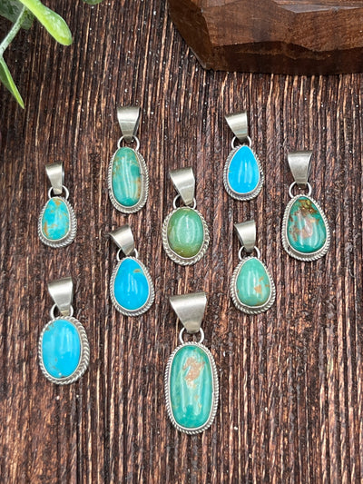 Heston Roped Sterling Turquoise Pendant