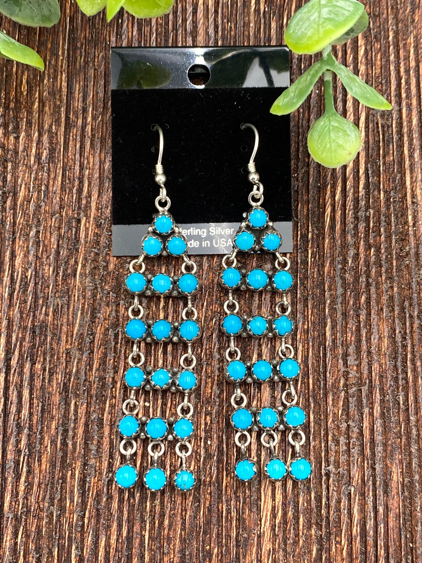 Zurik 6 Layer Chandelier Sterling Earrings - Turquoise