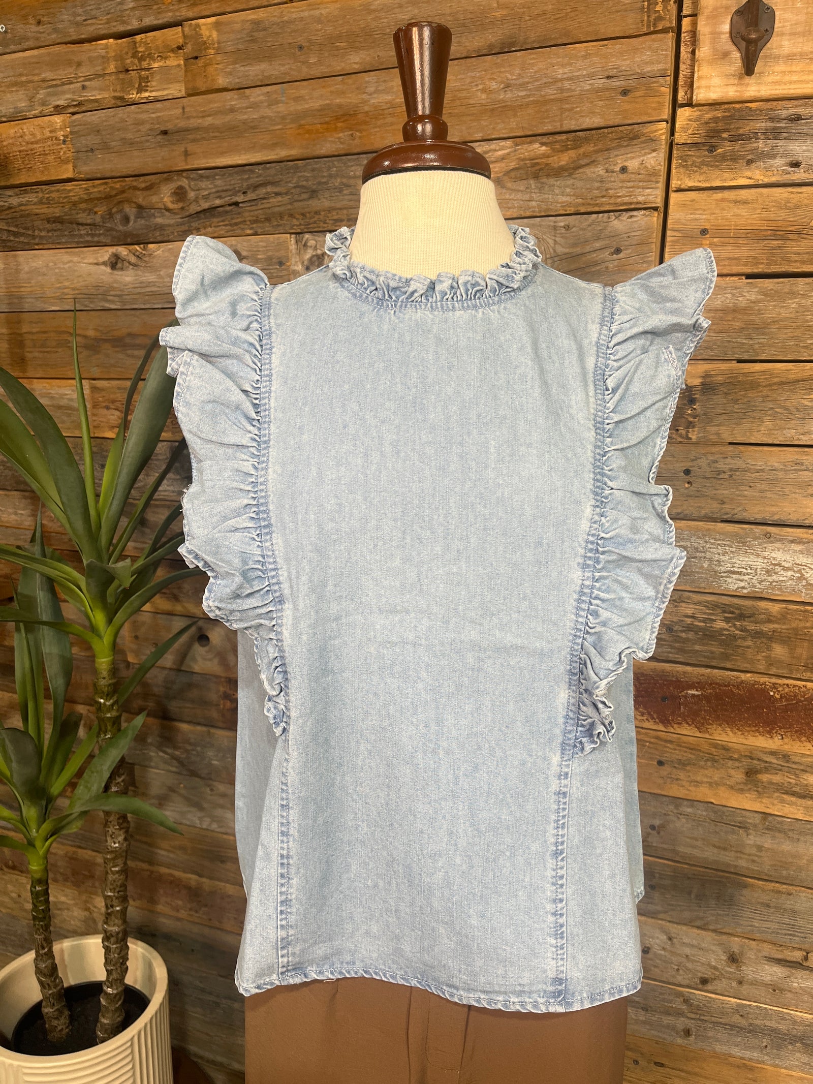 Codi Ruffle Edge Mock Neck Top