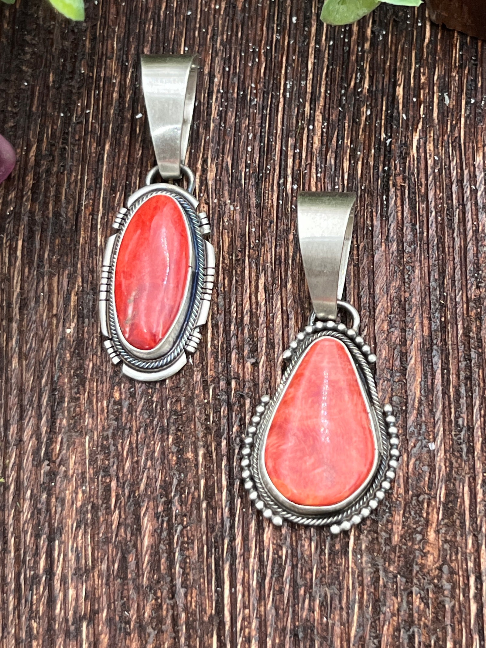 Maxine Red Spiny Sterling Pendants