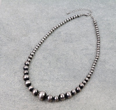 Perkins Graduated Silver Bead Necklace - 20"