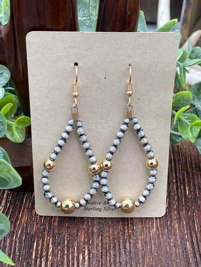 Langston Sterling Navajo Pearl Earrings With Gold Accents