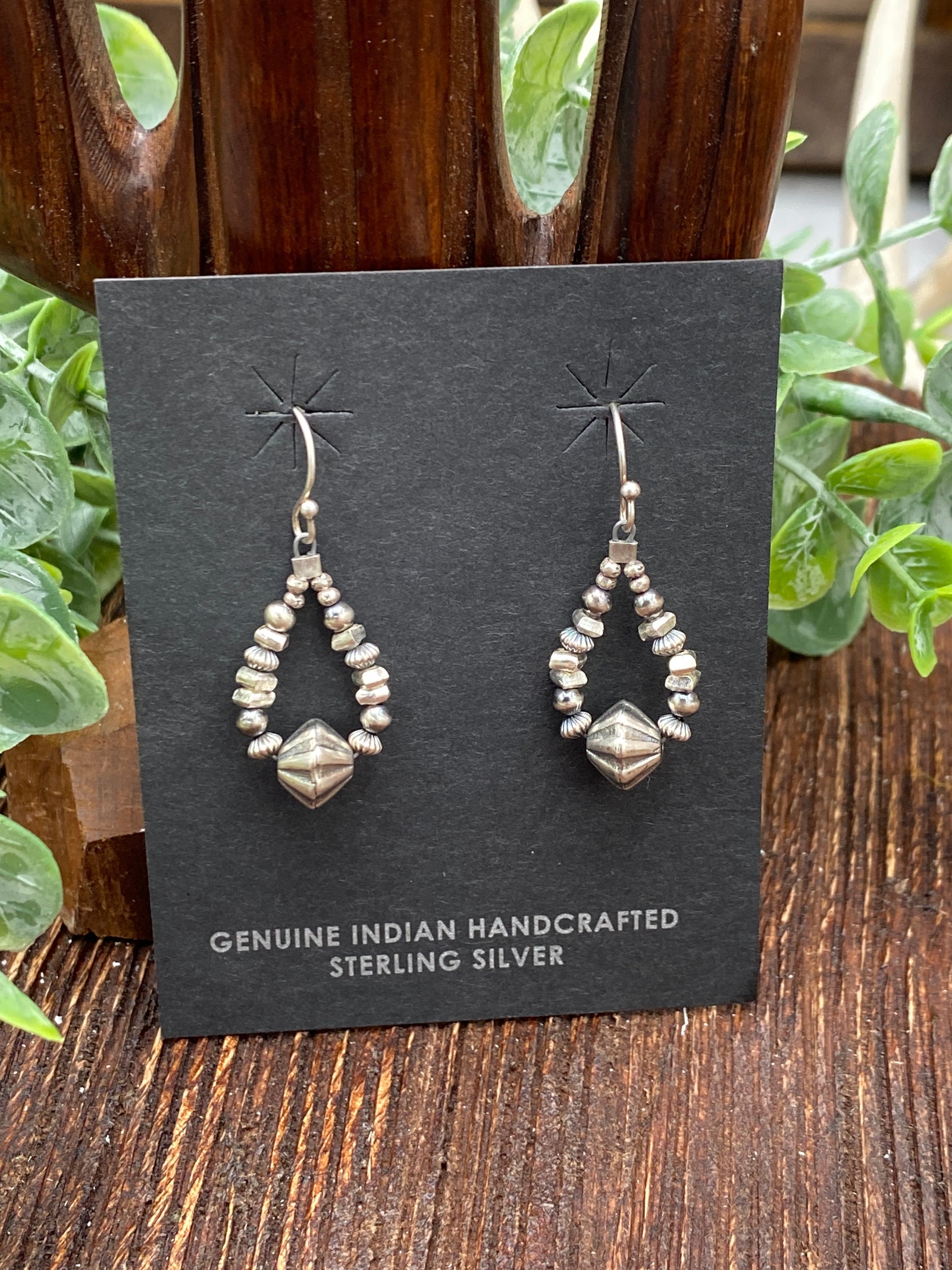 Colfax Small Chunky & Stamped Bead Sterling Teardrop Earrings - Fish Hook