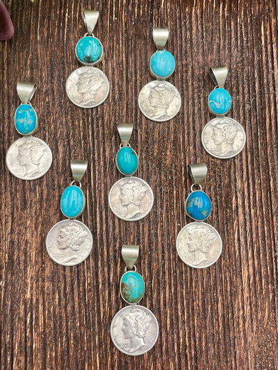 Easton Turquoise Liberty Coin Pendant - Blue