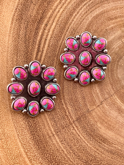 Cierra Round 9 Stone Cluster Earrings