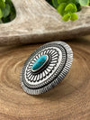 Rebel Fashion Concho Ring With Oval Stone Center