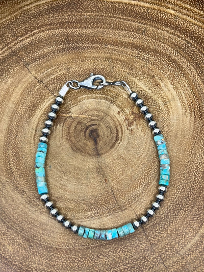 4mm Navajo Pearl Bracelet with Turquoise Detailing
