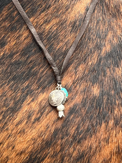 Gina Leather Necklace With Sterling Pendant