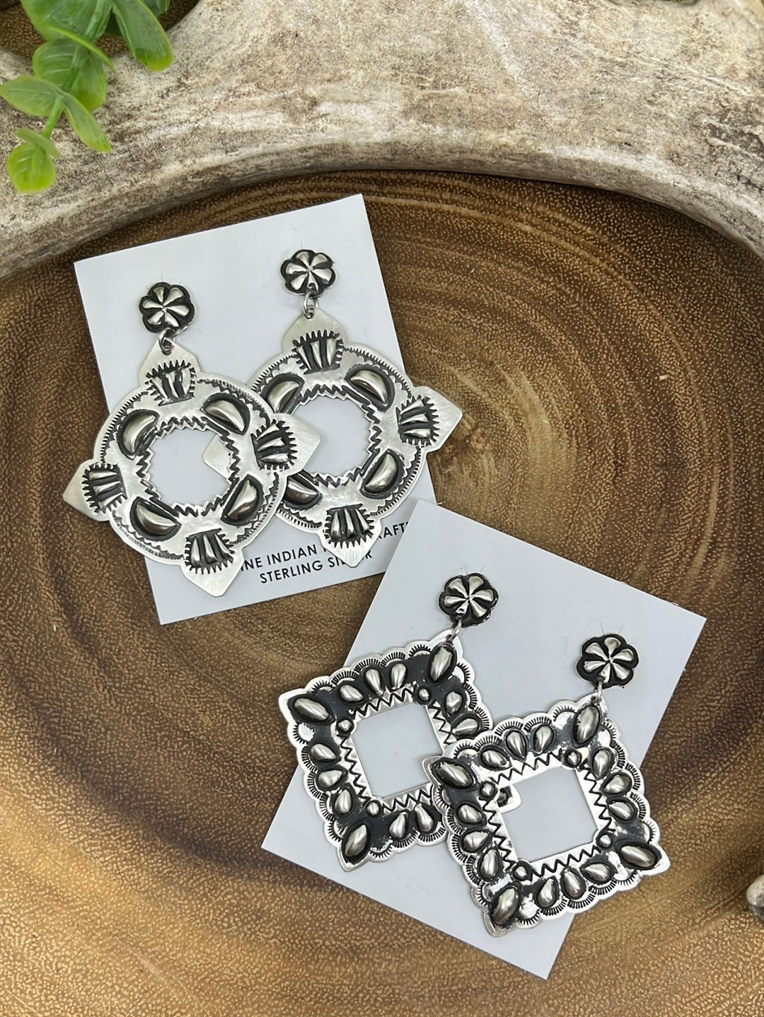 Sioux City Sterling Petite Concho Post Diamond Dangle Earrings