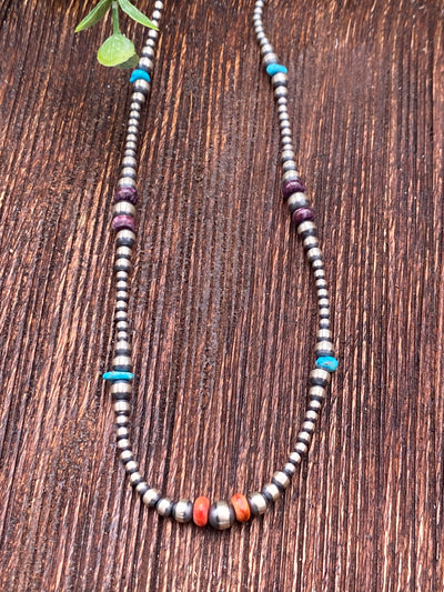 Gayle Navajo, Turquoise & Spiny Necklace - 24"