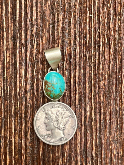 Easton Turquoise Liberty Coin Pendant - Blue