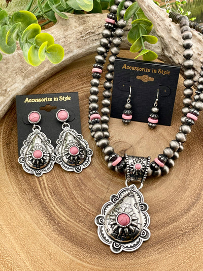 Libby Triple Strand Necklace With Scalloped Teardrop Pendant - 18"