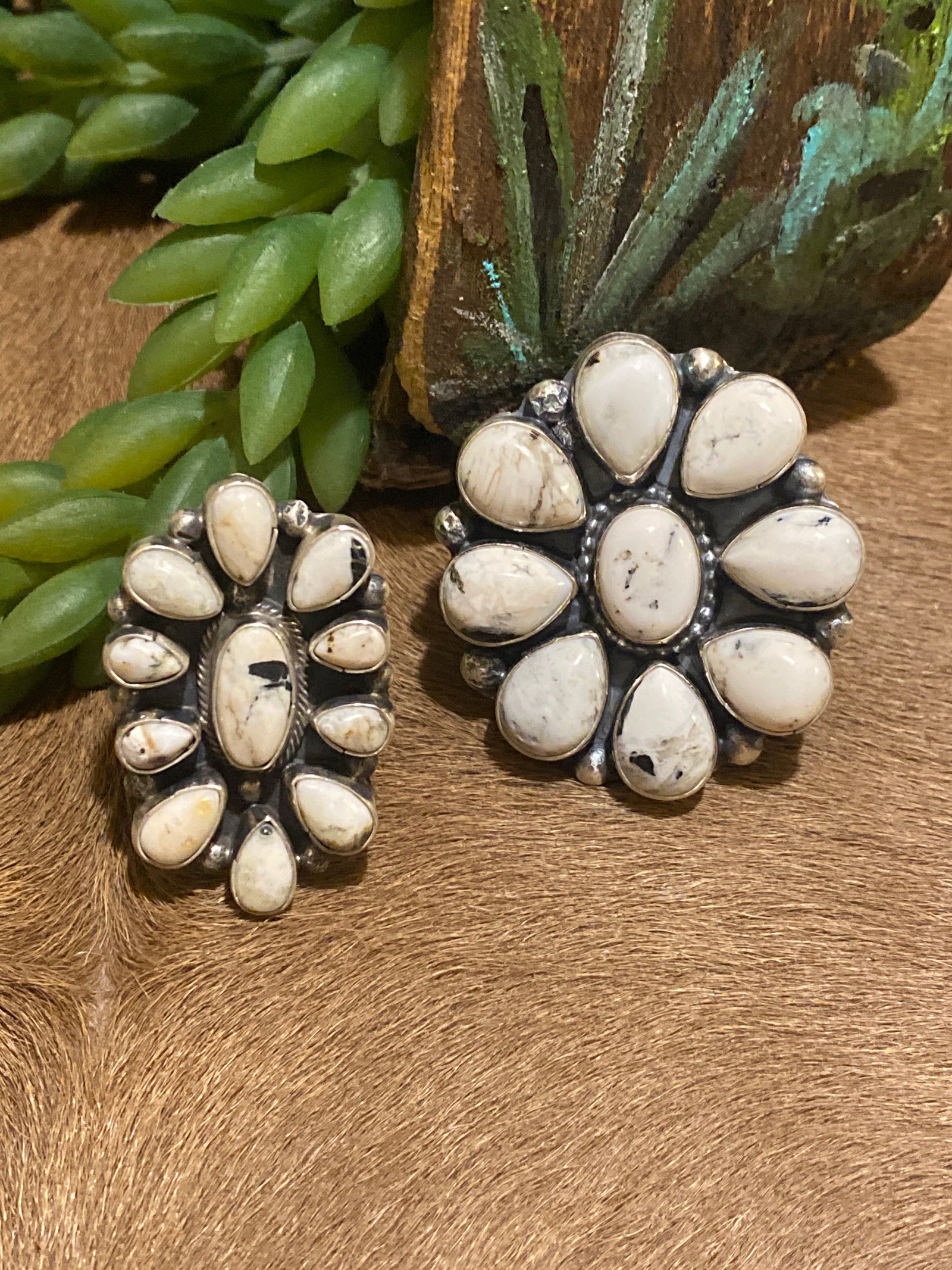 Trena White Buffalo Cluster Ring - Adj