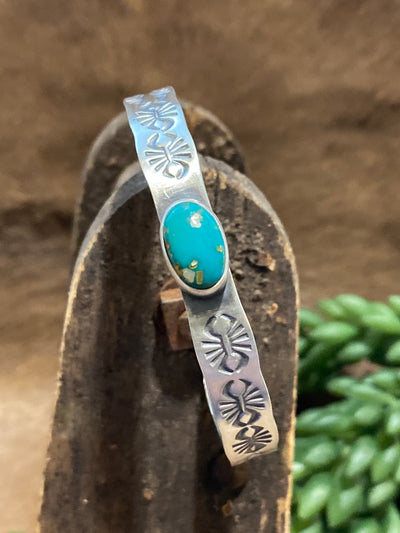 Drefner Single Stone Stamped Sterling Cuff