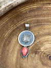 Lovely Liberty Coin Pendant With Spiny Teardrop - Red