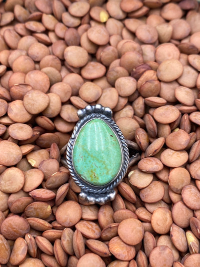 Envious Sterling Rope Frame Single Stone Turquoise Ring