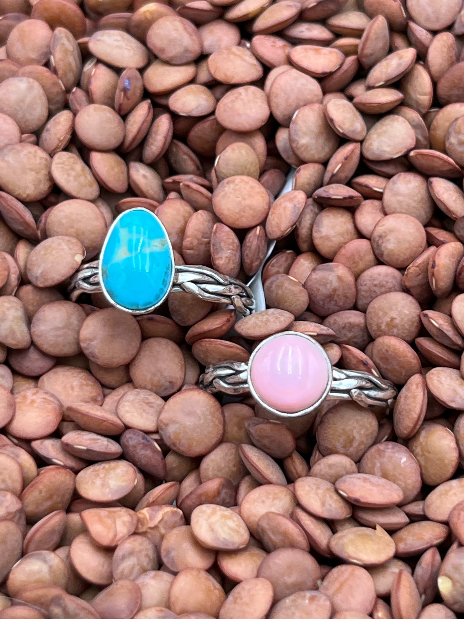 Cider Assorted Single Stone Braided Sterling Band Rings - Size 6